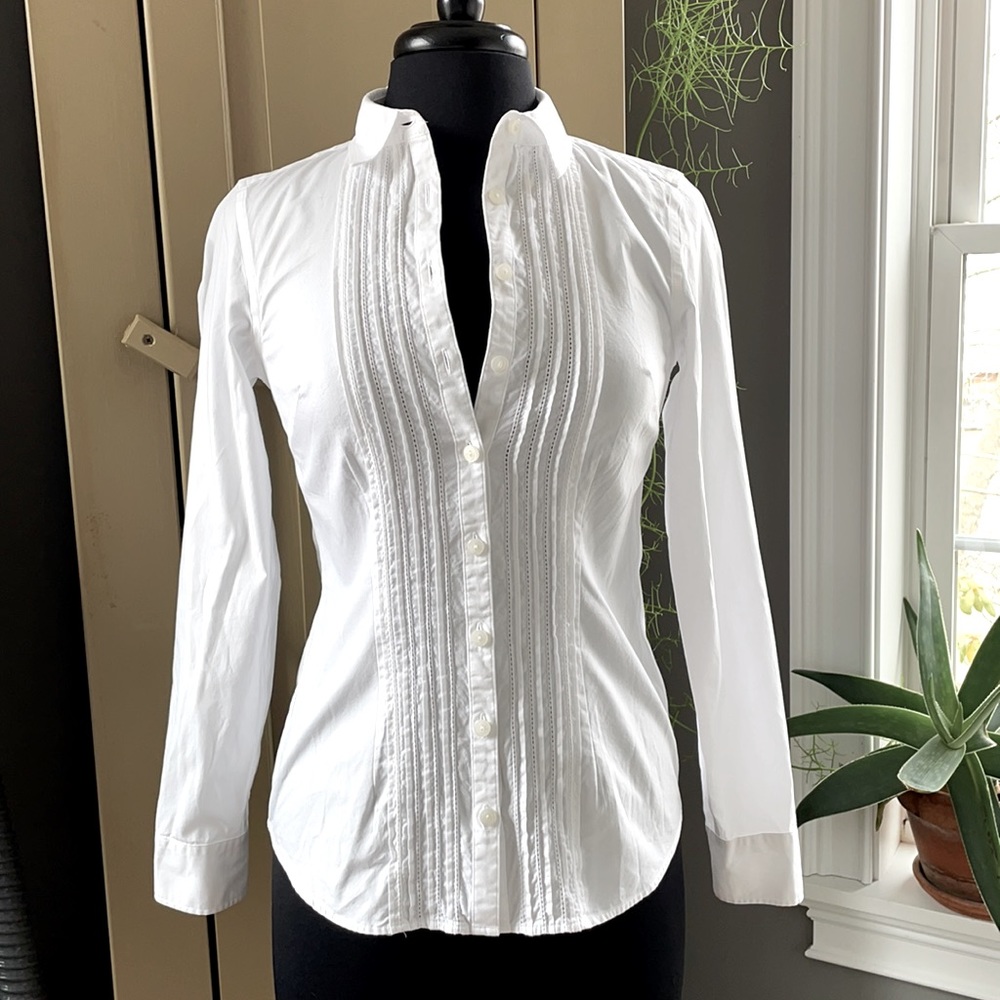 Charles Tyrwhitt White Button Down Top Sz 2
